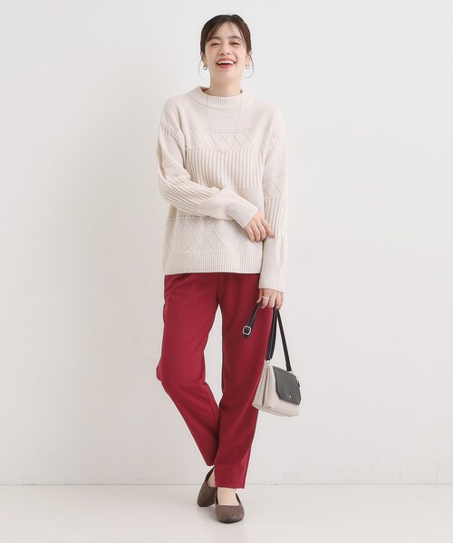 SHOO・LA・RUE（シューラルー）の「【S-3L/洗濯後しわになりにくい】スマートに見える イージーテーパードパンツ（その他パンツ・レディース・ベージュ/グリーン/チャコールグレー/レッド系1/ブラック・01/05/04/03/02）」の20枚目の写真