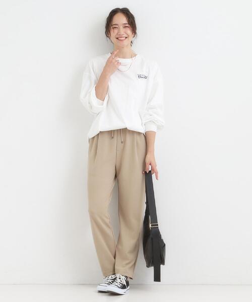 SHOO・LA・RUE(シューラルー)の「【S-3L/洗濯後しわになりにくい】スマートに見える イージーテーパードパンツ(その他パンツ・レディース・ベージュ/グリーン/チャコールグレー/レッド系1/ブラック・01/05/04/03/02)」の13枚目の写真