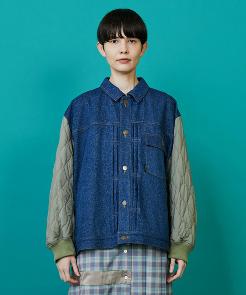 FRAPBOIS（フラボア）の「デニキルト ブルゾン（ブルゾン・レディース・ブルー/ネイビー・1/2）」の2枚目の写真