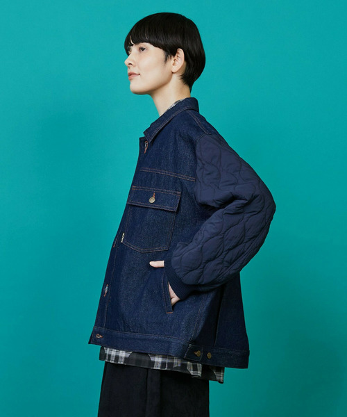 FRAPBOIS（フラボア）の「デニキルト ブルゾン（ブルゾン・レディース・ブルー/ネイビー・1/2）」の12枚目の写真
