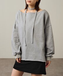 チョーカー付きオフショルスウェット
