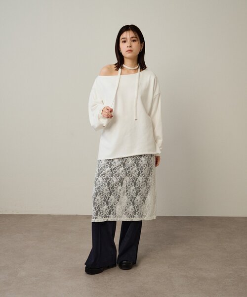 セール】チョーカー付きオフショルスウェット（パーカー）｜Omekashi