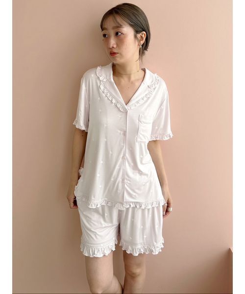 SNIDEL HOME（スナイデルホーム）の「【接触冷感】カットレーヨンショートパンツ（ルームウェア/パジャマ・レディース・ライトベージュ/ピンク/アイボリー・F）」の10枚目の写真