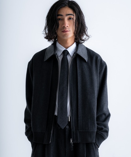 クルニ　ウールスタンドショートブルゾン　ジャケット　ベスト　ブラック Tweed short blouson / ツイードショートブルゾン（ブルゾン）｜SINSS