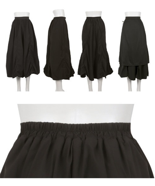 Petitle（プチレ）の「[ 低身長向けサイズ ] シャーリングデザインスカート（スカート・レディース・ブラック/オフホワイト・PM）」の8枚目の写真