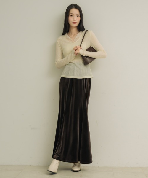 NEUNA(ヌナ)の「【二の腕カバー/日焼け対策を可愛く!!】シアーカラーリブトップス(Tシャツ/カットソー・レディース・ブラック/アイボリー・FREE)」の16枚目の写真