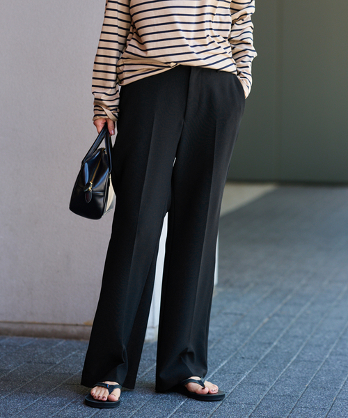 FRAMeWORK（フレームワーク）の「≪一部カラーWEB限定 / 追加≫セミフレアパンツ（スラックス・レディース・ベージュ/ブラック×ブラック/ブラック・34/36/38/40）」の11枚目の写真