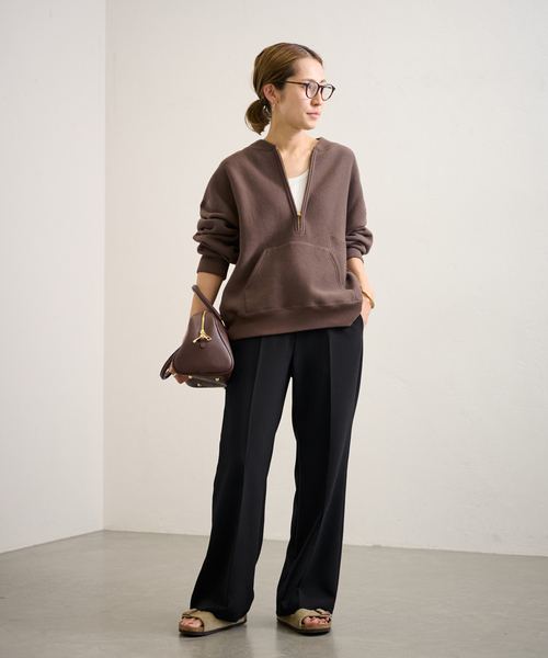 FRAMeWORK（フレームワーク）の「≪一部カラーWEB限定 / 追加≫セミフレアパンツ（スラックス・レディース・ベージュ/ブラック×ブラック/ブラック・34/36/38/40）」の15枚目の写真