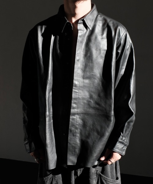 SUNNY SPORTS(サニースポーツ)の「SUNNY SPORTS サニースポーツ / LEATHER SHIRT レザーシャツ(シャツ/ブラウス・メンズ・ブラック/ブラック系1・MEDIUM/LARGE)」の3枚目の写真