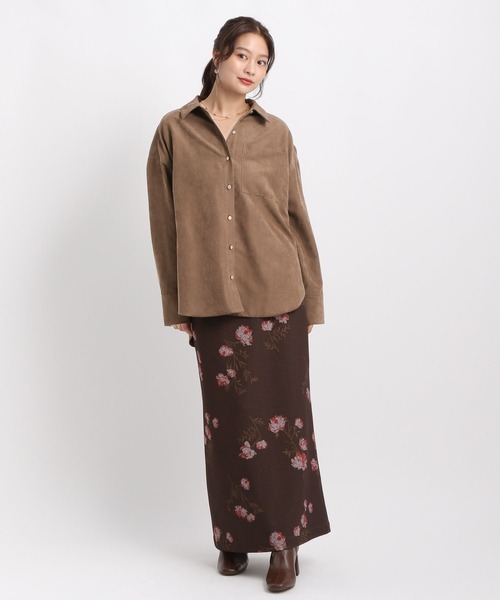 Andemiu(アンデミュウ)の「スウェードライクシャツ587166(シャツ/ブラウス・レディース・チャコールグレー/ブラウン/アイボリー・FREE)」の18枚目の写真