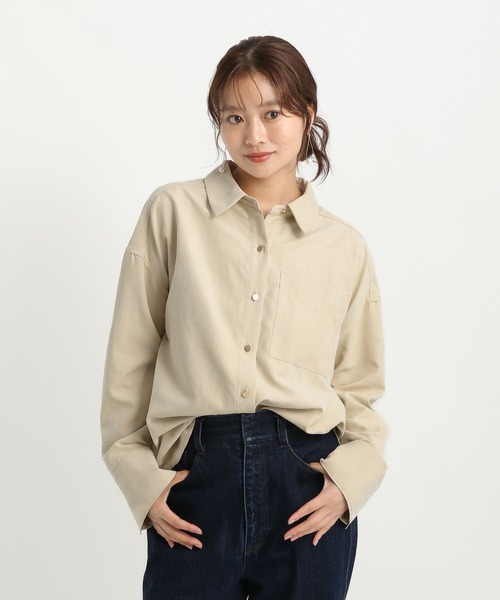 Andemiu(アンデミュウ)の「スウェードライクシャツ587166(シャツ/ブラウス・レディース・チャコールグレー/ブラウン/アイボリー・FREE)」の19枚目の写真