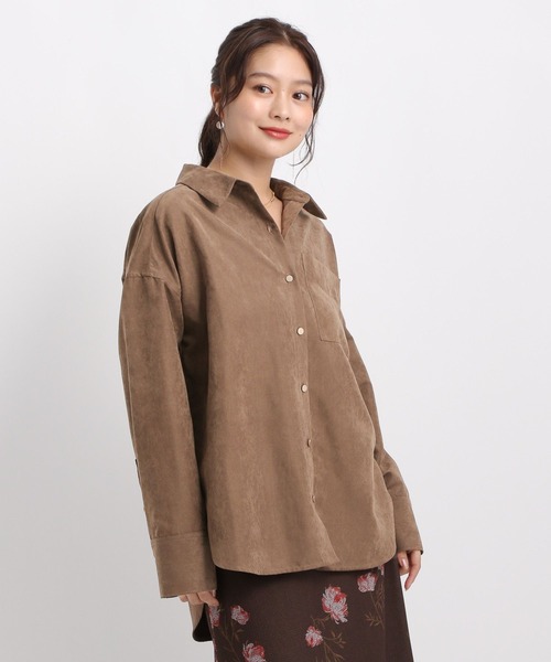 Andemiu(アンデミュウ)の「スウェードライクシャツ587166(シャツ/ブラウス・レディース・チャコールグレー/ブラウン/アイボリー・FREE)」の20枚目の写真