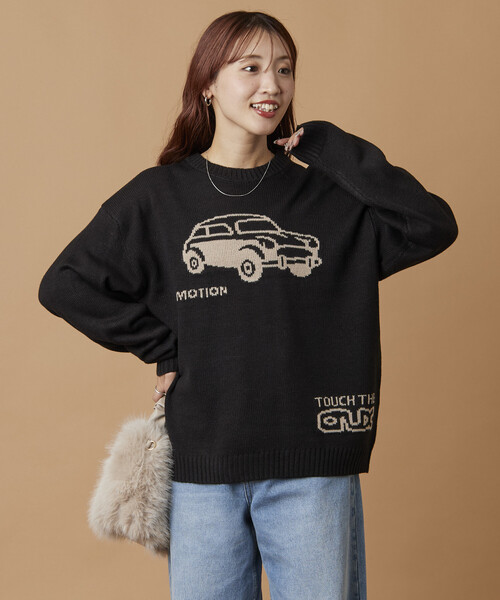 セール】限定展開 リラックスフィット ジャカード クルーネック ニット