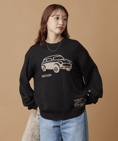 セール】限定展開 リラックスフィット ジャカード クルーネック ニット