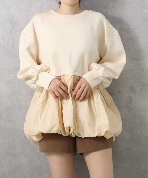 Bleu Bleuet（ブルーブルーエ）の「【ZOZO限定】裾バルーンペプラムプルオーバー（その他トップス・レディース・チャコール/ベージュ/アイボリー・FREE）」の2枚目の写真