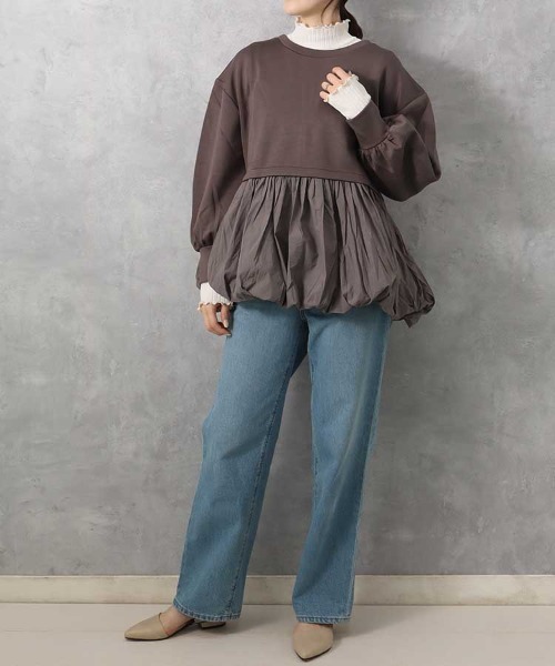 Bleu Bleuet（ブルーブルーエ）の「【ZOZO限定】裾バルーンペプラムプルオーバー（その他トップス・レディース・チャコール/ベージュ/アイボリー・FREE）」の7枚目の写真