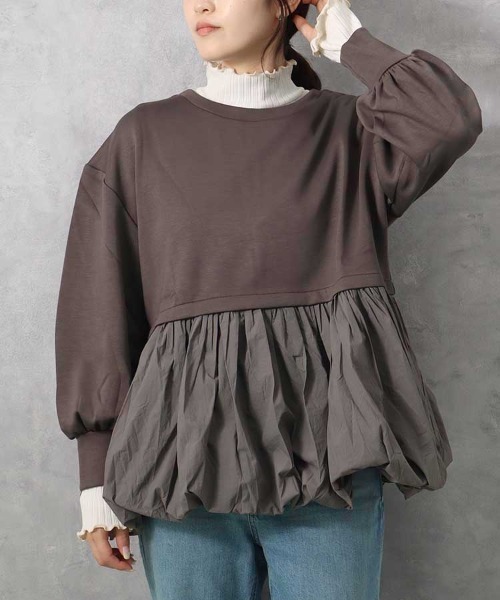 Bleu Bleuet（ブルーブルーエ）の「【ZOZO限定】裾バルーンペプラムプルオーバー（その他トップス・レディース・チャコール/ベージュ/アイボリー・FREE）」の8枚目の写真