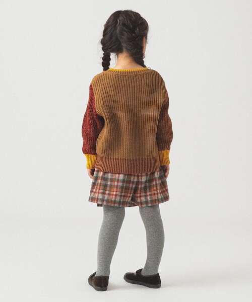 B:MING by BEAMS（ビーミングバイビームス）の「クレイジー ニット プルオーバー 2025FW（90～140cm）（ニット/セーター・キッズ・ベージュ/ダークグリーン・M(110-120)/L(130-140)/S(90-100)）」の10枚目の写真