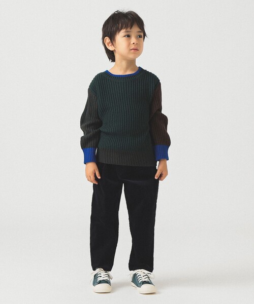 B:MING by BEAMS（ビーミングバイビームス）の「クレイジー ニット プルオーバー 2025FW（90～140cm）（ニット/セーター・キッズ・ベージュ/ダークグリーン・M(110-120)/L(130-140)/S(90-100)）」の11枚目の写真