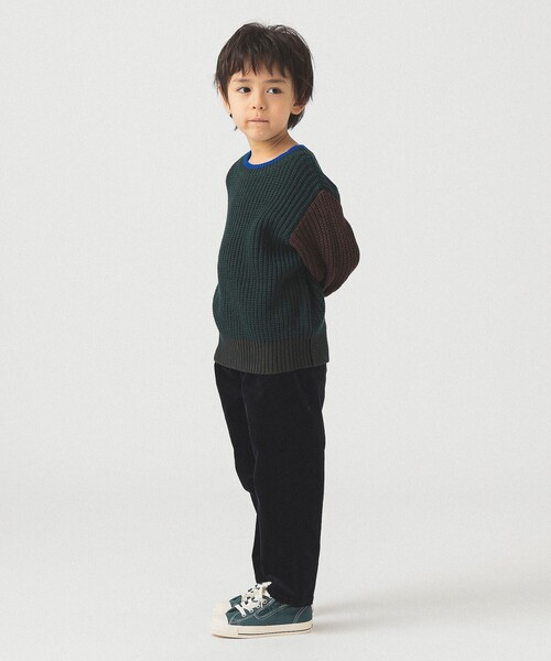 B:MING by BEAMS（ビーミングバイビームス）の「クレイジー ニット プルオーバー 2025FW（90～140cm）（ニット/セーター・キッズ・ベージュ/ダークグリーン・M(110-120)/L(130-140)/S(90-100)）」の12枚目の写真