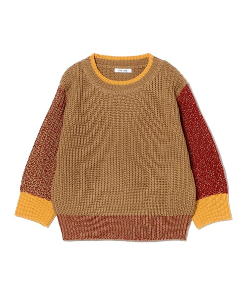 B:MING by BEAMS（ビーミングバイビームス）の「クレイジー ニット プルオーバー 2025FW（90～140cm）（ニット/セーター・キッズ・ベージュ/ダークグリーン・M(110-120)/L(130-140)/S(90-100)）」の14枚目の写真