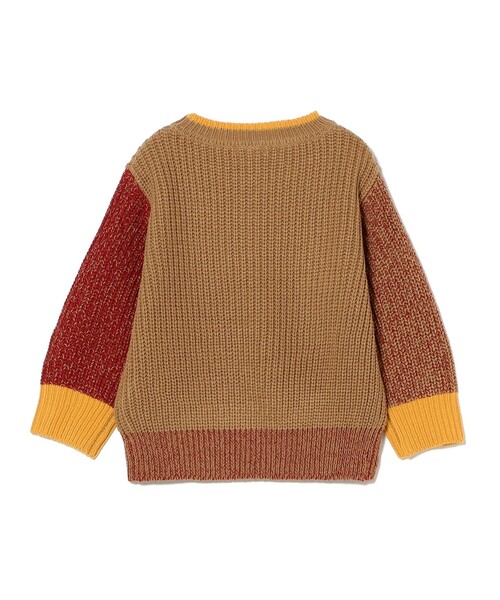 B:MING by BEAMS（ビーミングバイビームス）の「クレイジー ニット プルオーバー 2025FW（90～140cm）（ニット/セーター・キッズ・ベージュ/ダークグリーン・M(110-120)/L(130-140)/S(90-100)）」の15枚目の写真