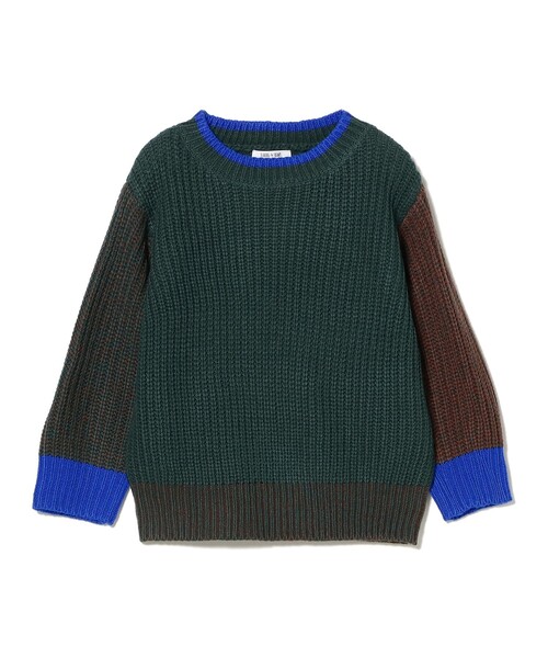 B:MING by BEAMS（ビーミングバイビームス）の「クレイジー ニット プルオーバー 2025FW（90～140cm）（ニット/セーター・キッズ・ベージュ/ダークグリーン・M(110-120)/L(130-140)/S(90-100)）」の17枚目の写真