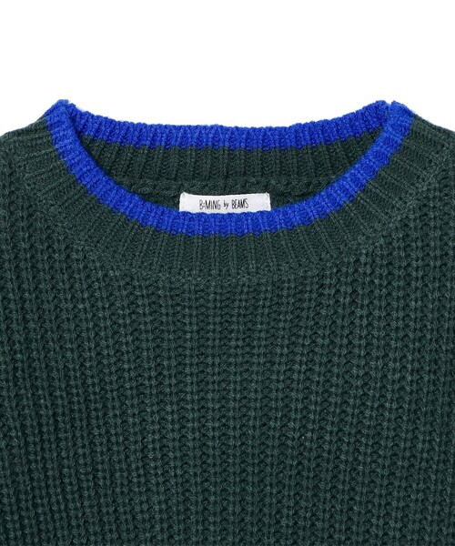 B:MING by BEAMS（ビーミングバイビームス）の「クレイジー ニット プルオーバー 2025FW（90～140cm）（ニット/セーター・キッズ・ベージュ/ダークグリーン・M(110-120)/L(130-140)/S(90-100)）」の18枚目の写真