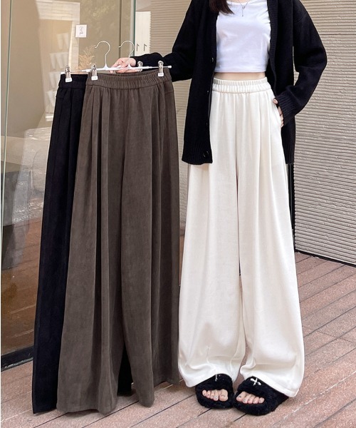 maison de LATIR(メゾンドラティール)の「大人カジュアルにおすすめの裏起毛ワイドイージーパンツ(その他パンツ・レディース・ホワイト/ブラウン/ブラック・FREE)」の7枚目の写真