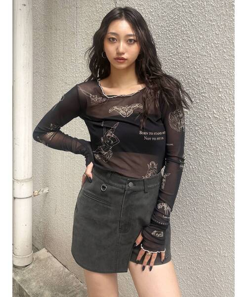 MURUA（ムルーア）の「Sarah×MURUAタトゥーライクシアートップス（Tシャツ/カットソー・レディース・アイボリー/ブラック・FREE）」の17枚目の写真