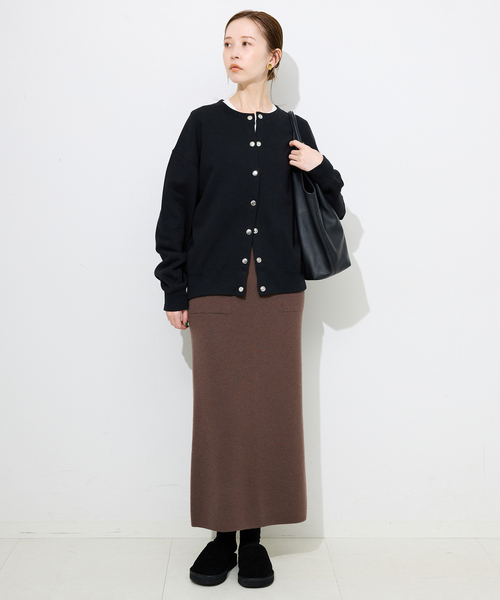 SLOBE IENA(スローブイエナ)の「《セットアップ対応可/追加》ウォッシャブルスムースニットスカート(スカート・レディース・ブラック/ブラウン・38/40)」の3枚目の写真