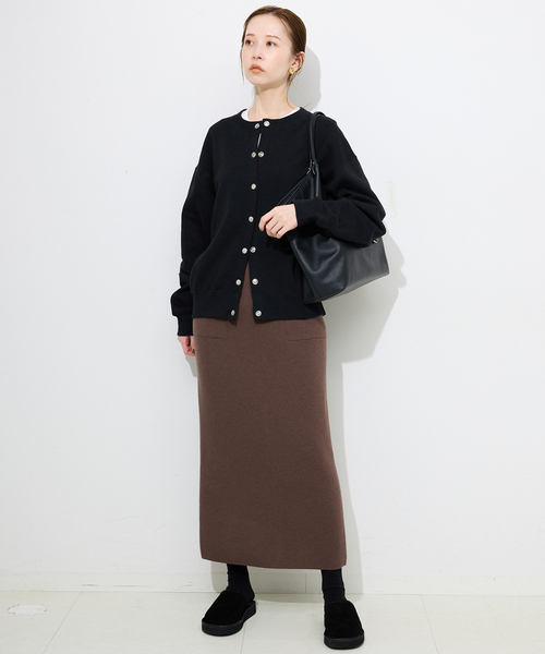 SLOBE IENA(スローブイエナ)の「《セットアップ対応可/追加》ウォッシャブルスムースニットスカート(スカート・レディース・ブラック/ブラウン・38/40)」の4枚目の写真