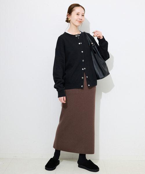 SLOBE IENA(スローブイエナ)の「《セットアップ対応可/追加》ウォッシャブルスムースニットスカート(スカート・レディース・ブラック/ブラウン・38/40)」の5枚目の写真
