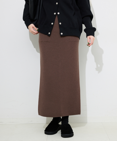 SLOBE IENA(スローブイエナ)の「《セットアップ対応可/追加》ウォッシャブルスムースニットスカート(スカート・レディース・ブラック/ブラウン・38/40)」の9枚目の写真