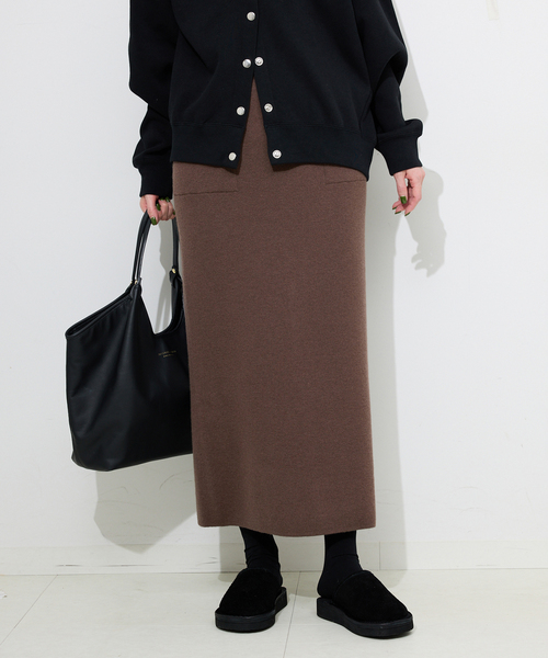 SLOBE IENA(スローブイエナ)の「《セットアップ対応可/追加》ウォッシャブルスムースニットスカート(スカート・レディース・ブラック/ブラウン・38/40)」の10枚目の写真