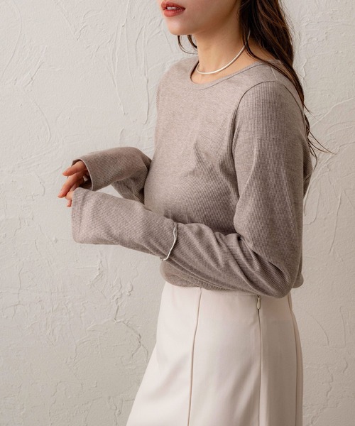 NOAHL(ノアル)の「【NOAHL】ラメリブロンT(Tシャツ/カットソー・レディース・グリーン系/チャコール/オフホワイト/ブラウン系・FREE)」の3枚目の写真