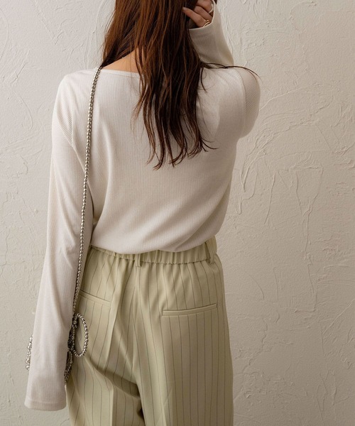 NOAHL(ノアル)の「【NOAHL】ラメリブロンT(Tシャツ/カットソー・レディース・グリーン系/チャコール/オフホワイト/ブラウン系・FREE)」の7枚目の写真