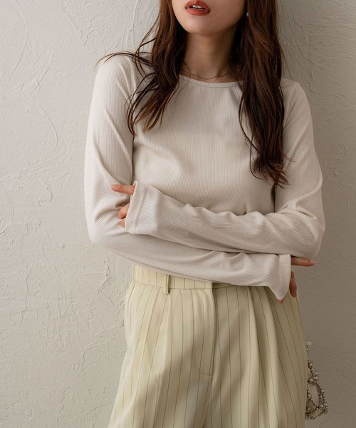 NOAHL(ノアル)の「【NOAHL】ラメリブロンT(Tシャツ/カットソー・レディース・グリーン系/チャコール/オフホワイト/ブラウン系・FREE)」の8枚目の写真