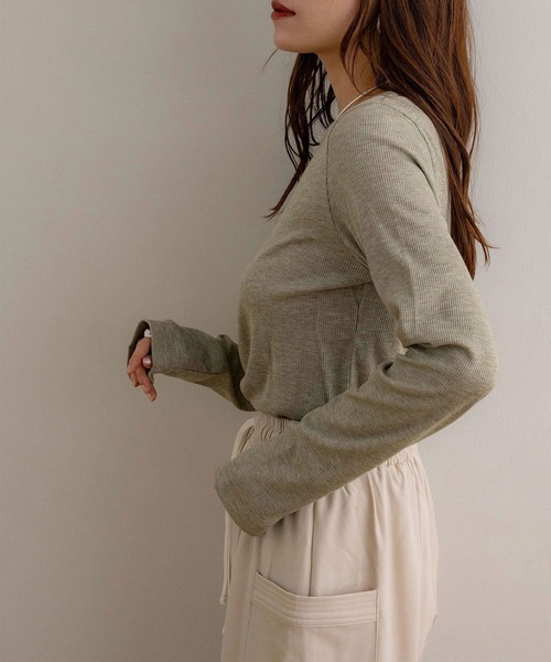 NOAHL(ノアル)の「【NOAHL】ラメリブロンT(Tシャツ/カットソー・レディース・グリーン系/チャコール/オフホワイト/ブラウン系・FREE)」の22枚目の写真