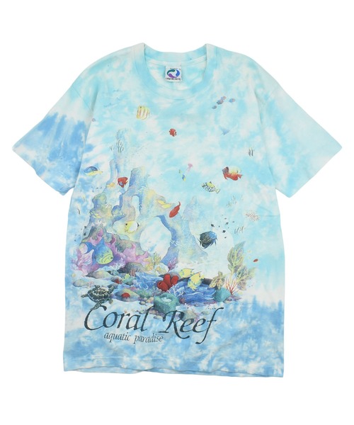 LABORATORY R(ラボラトリーアール)の「【USED】90's LIQUID BLUE “Coral Reef Aquatic Paradise” タイダイ アニマル Tシャツ USA製(Tシャツ/カットソー・メンズ・ブルー・LARGE)」の1枚目の写真