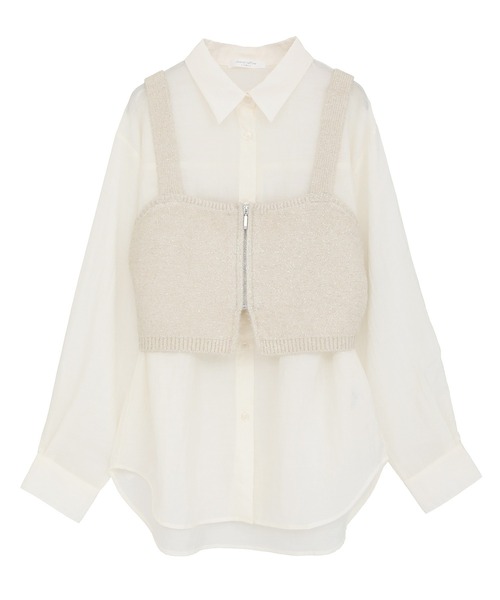 Green　Parks（グリーンパークス）の「SET2点ラメシャギービスチェ+シャツ（シャツ/ブラウス・レディース・ホワイト系その他2/チャコールグレー/ブラウン・FREE）」の8枚目の写真