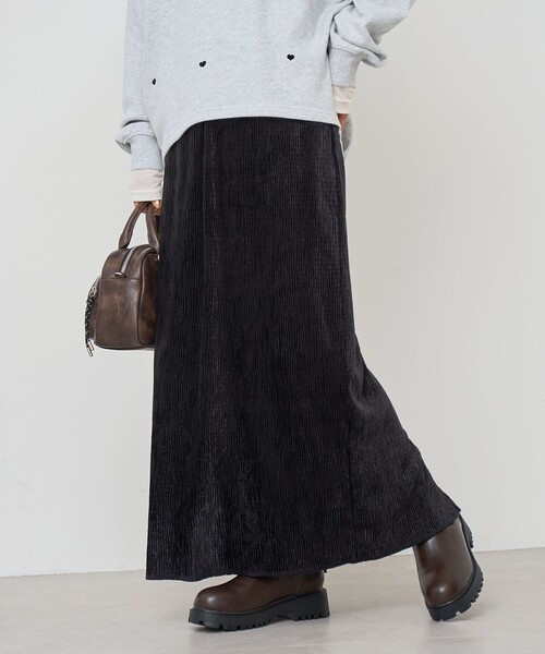 coen（コーエン）の「楊柳ベロアナロースカート（スカート・レディース・ダークグレー/マスタード/ブラック・L/M）」の2枚目の写真