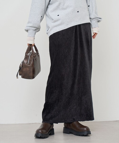 coen（コーエン）の「楊柳ベロアナロースカート（スカート・レディース・ダークグレー/マスタード/ブラック・L/M）」の6枚目の写真