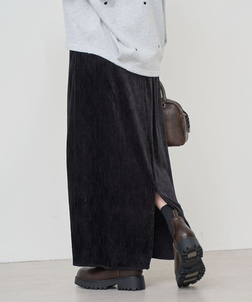 coen（コーエン）の「楊柳ベロアナロースカート（スカート・レディース・ダークグレー/マスタード/ブラック・L/M）」の4枚目の写真