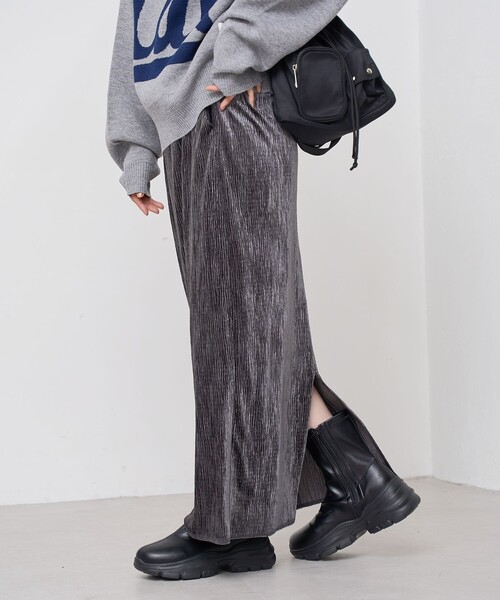 coen（コーエン）の「楊柳ベロアナロースカート（スカート・レディース・ダークグレー/マスタード/ブラック・L/M）」の14枚目の写真