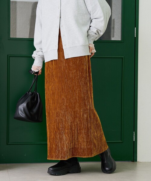 coen（コーエン）の「楊柳ベロアナロースカート（スカート・レディース・ダークグレー/マスタード/ブラック・L/M）」の22枚目の写真
