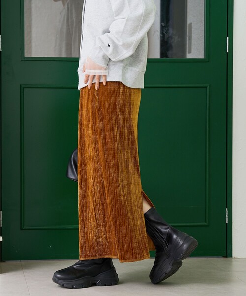 coen（コーエン）の「楊柳ベロアナロースカート（スカート・レディース・ダークグレー/マスタード/ブラック・L/M）」の17枚目の写真