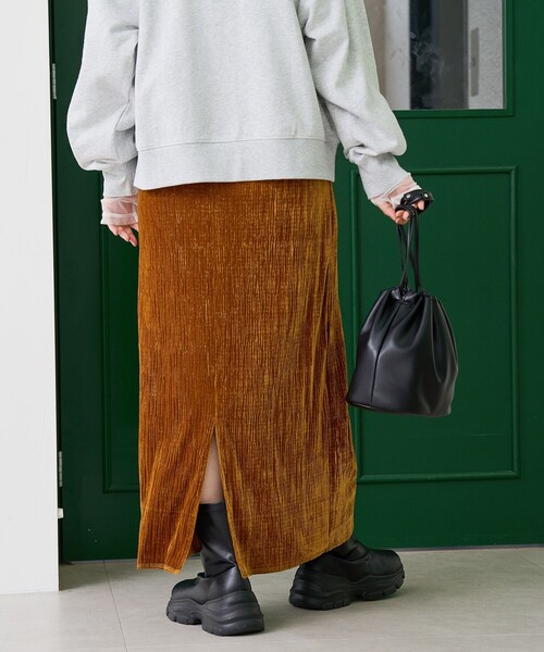 coen（コーエン）の「楊柳ベロアナロースカート（スカート・レディース・ダークグレー/マスタード/ブラック・L/M）」の21枚目の写真