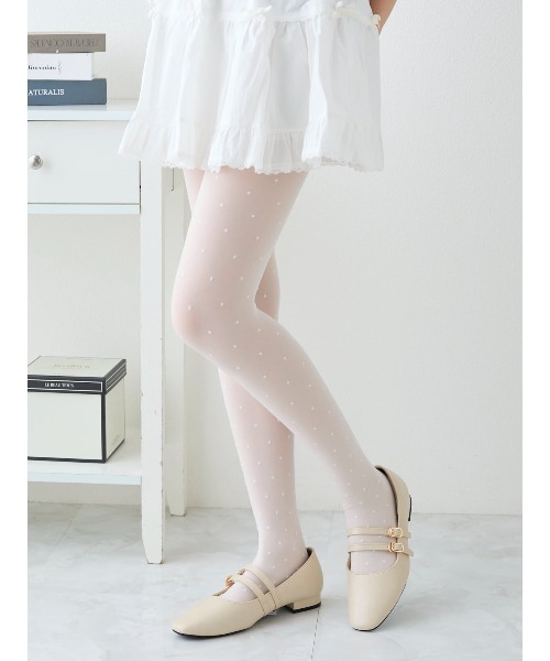 tutuanna(チュチュアンナ)の「まるで素肌のようなフェイクタイツ80デニール(ドット柄)(タイツ/ストッキング・レディース・ブラック/オフホワイト・M-L)」の16枚目の写真