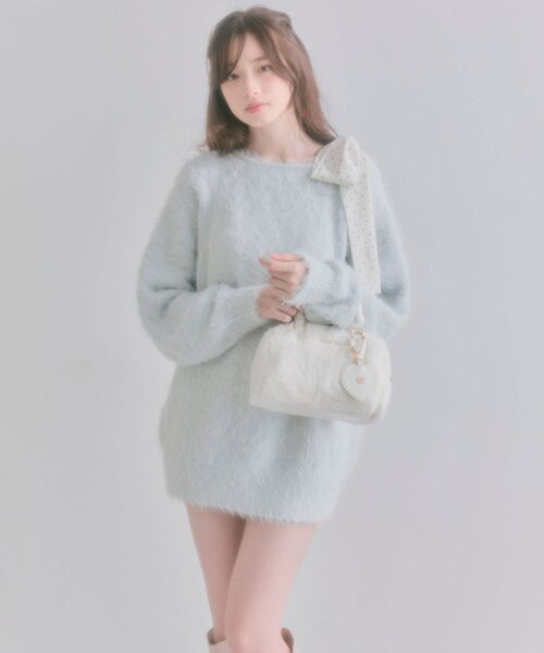 OLIVE des OLIVE（オリーブデオリーブ）の「Aimerianejoieファーミニボストンバッグ（ショルダーバッグ・レディース・オフホワイト/ピンクベージュ/ブラック・FREE）」の4枚目の写真